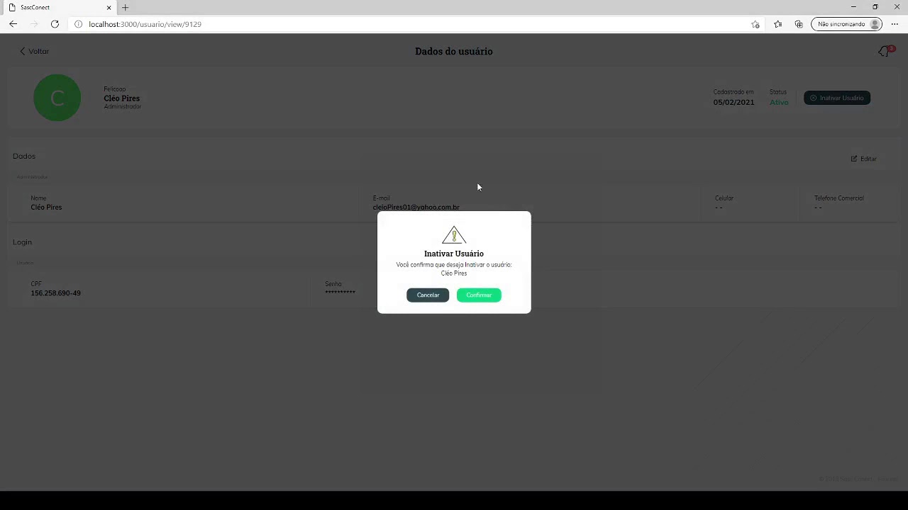 12 - Inativar, ativar usuário