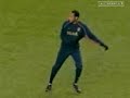 thierry henry caught doing a funny trick in training.