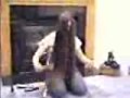 Long hair by the fireplace