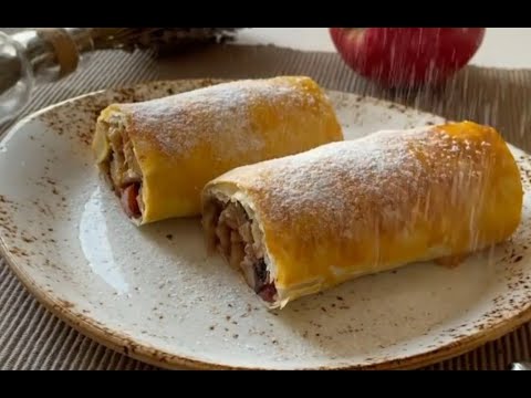 Яблочный штрудель из теста фило рецепт #Shorts