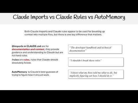 Claude Code Essentials - Claude Imports vs Claude Rules vs AutoMemory