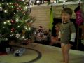 Elise and Gavin playing with their Lionel train