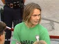 river phoenix (being interviewed on the red carpet) proves how much he disliked press lines, gives no nonsense answers, and dodges the cries of enthusiastic fans. for those of you having a hard time making out the conversation: rp: .for me its just the memory of growing up with batman and, eh, one of the very first things i saw i guess and eh, im interested to see it, and i like keaton. thanks a lot. interviewer: river, we just saw you in indiana jones how did you feel about playing the ...
