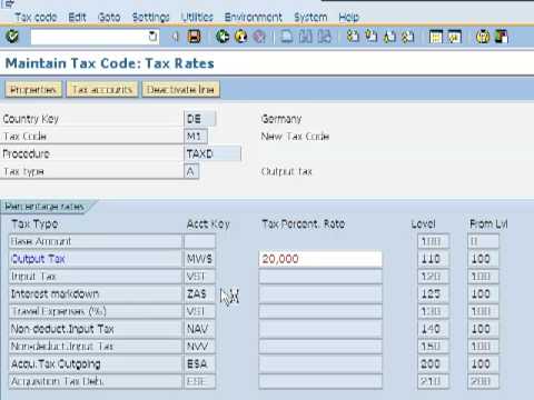 how to define tax code in sap mm