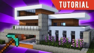 Minecraft: How To Build a Large Modern House Tutorial (Minecraft Modern Mansion) Fast Tutorial