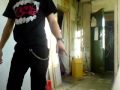 rjmc07 skate boarding in the kitchen