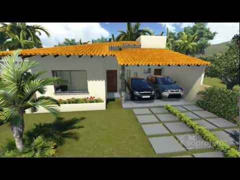 Plantas de casas - Térrea com 3 quartos e varanda gourmet - Cód. 104 - Soprojetos.com.br