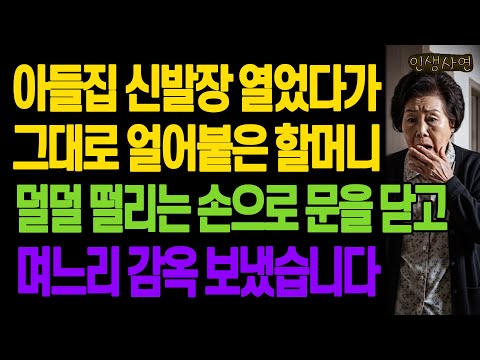 아들집 신발장 열었다가 그대로 얼어붙은 할머니.. 덜덜 떨리는 손으로 문을 닫고 며느리 감옥 보냈습니다 노년의 삶의 지혜 행복한 노후생활 부모자식갈등 사연 이야기 오디오북