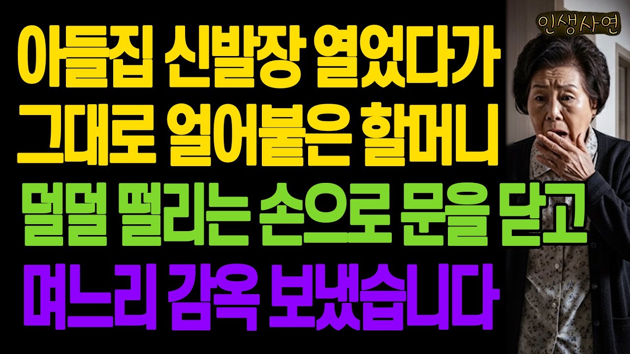 아들집 신발장 열었다가 그대로 얼어붙은 할머니.. 덜덜 떨리는 손으로 문을 닫고 며느리 감옥 보냈습니다 노년의 삶의 지혜 행복한 노후생활 부모자식갈등 사연 이야기 오디오북