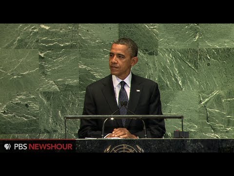 United Nations - For more coverage: http://to.pbs.org/SQlyrS President Obama addresses the 67th U.N. General Assembly in New York with a focus on quelling violence spreading ...
