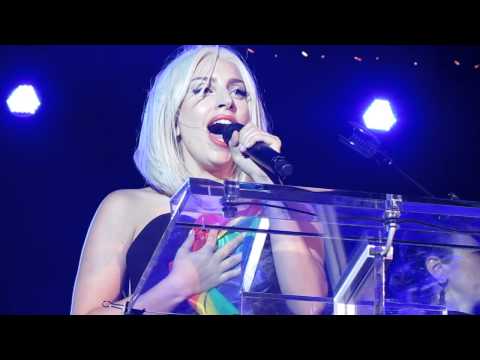 Lady Gaga Singing the National Anthem @ the NYC Pride Rally 2013