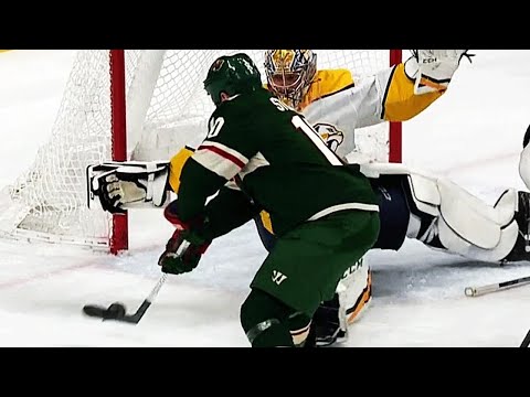 Video: Pekka Rinne dives and flails to rob the Wild