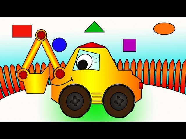 Мультфильмы про Рабочие Машины - Экскаватор - геометрические фигуры для детей