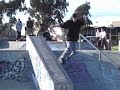 Alby doing a 270 back royal 270 out at Fairfield Skate park.