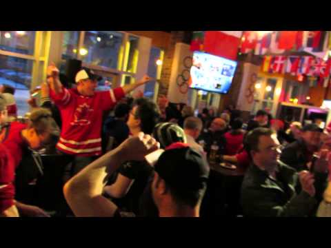 Celebrating the Canadian men’s hockey gold medal win