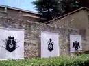 The installation of the Neen Flags by Angelo Plessas at the Fresco Bosco exhibition, curated by Achille Bonito Oliva Certosa di San Lorenzo,Padula