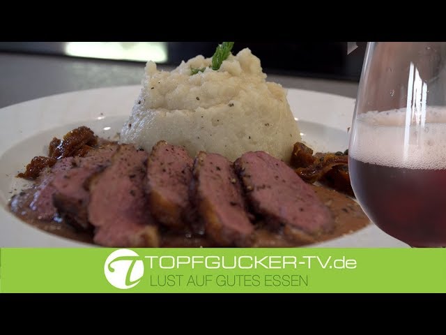 Entenbrust | Fruchtsauce | Selleriepüree | Rosé Brut | Edelstahlpfanne