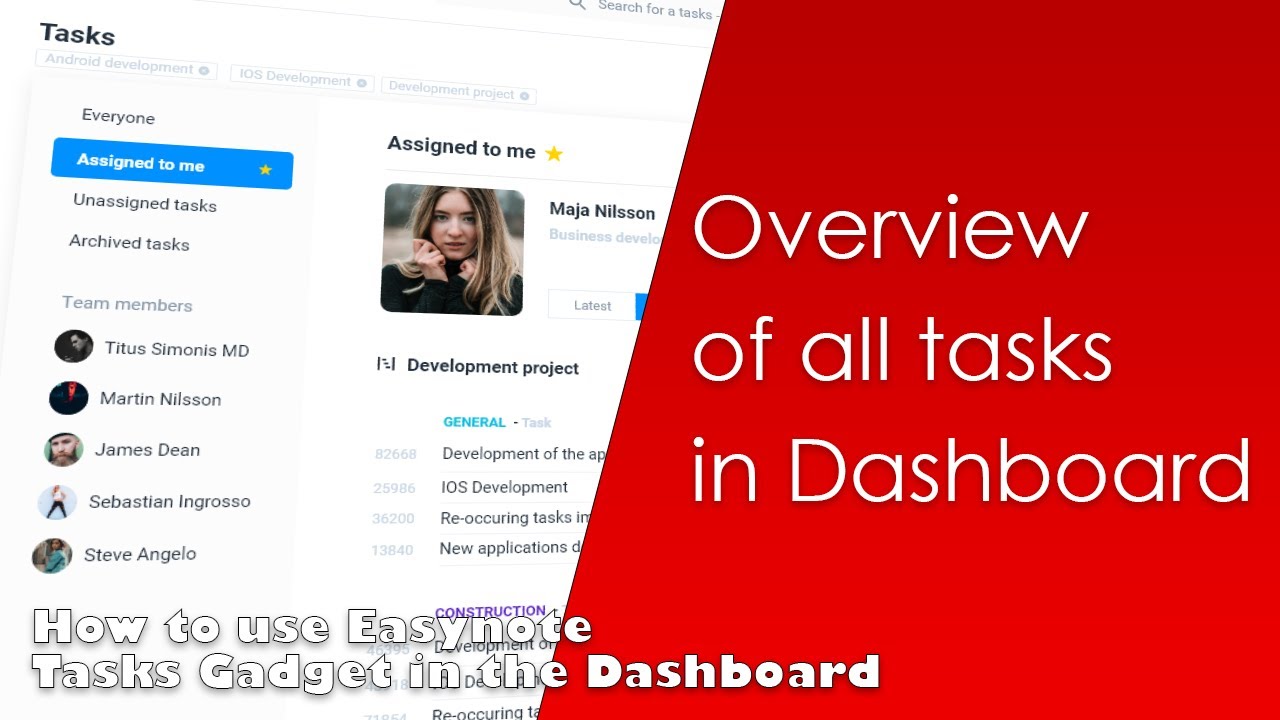 How to use Tasks gadget in Easynote Dashboard- Get overview of all tasks, across all projects!