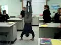 hayfield school teacher walking on his hands