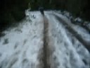 Mountain biking down Mt Climie in the snow