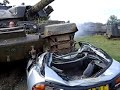 Tank crushes car 17 - tank coming off, view 2 Tank crushes car 17 - tank coming off, view 2