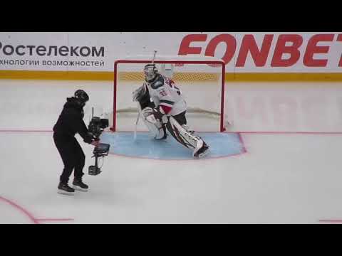 Adam Reideborn #35 in action during the CSKA -AkBars hockey game