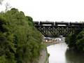 Falls Road Railroad crossing Upside Down Bridge in Lockport