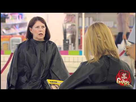 hairdresser - http://gags.justforlaughs.com | Subscribe! http://goo.gl/wJxjG This new free spray makes your hair nice, soft and pretty... and almost doesn't make you lose ...