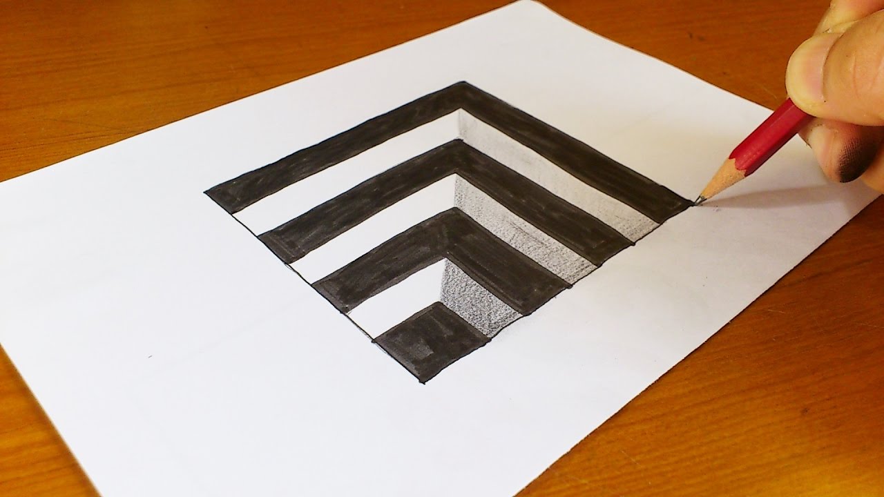 How To Draw 3D Hole - Anamorphic Illusion - 3D Drawing tutorial