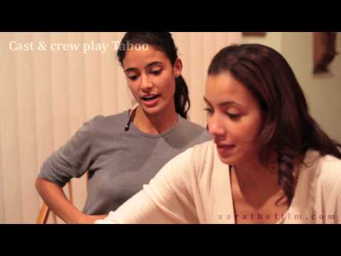 Cast and crew play Taboo