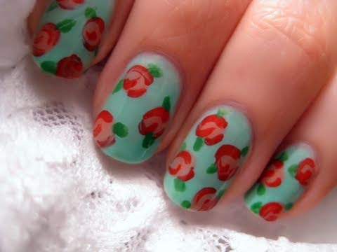 Easy Vintage Rose Nail Art