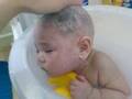 Emmet sleeps in tub