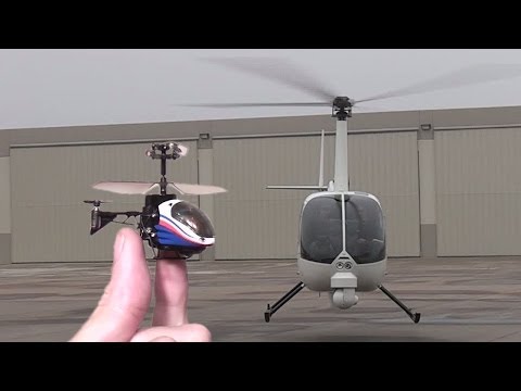 Worlds smallest RC Heli flown inside real helicopter : Silverlit Nano Falcon