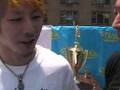Takeru Kobayashi answers some questions at the Weigh In