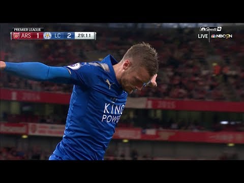 Video: Jamie Vardy puts Leicester City in front against Arsenal