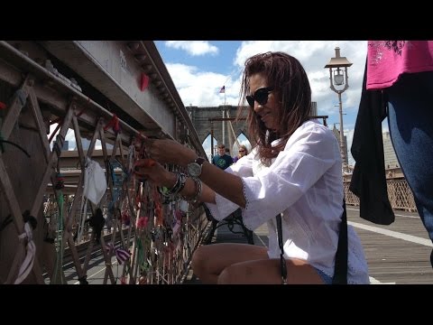 bridge - People have snapped locks onto the Brooklyn Bridge for years. The latest trinkets being left on the bridge include earphones, ribbons, hair ties and more. Photo: Jennifer Weiss for The Wall...