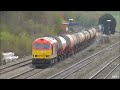 Super Tug 63 @ Cholsey. DB Schenker red liveried and recently overhauled 60063 is seen passing Cholsey at 12:48 with the 6B33 Theale - Margam tanks. This was all filmed on the 14th April 2012. Enjoy!