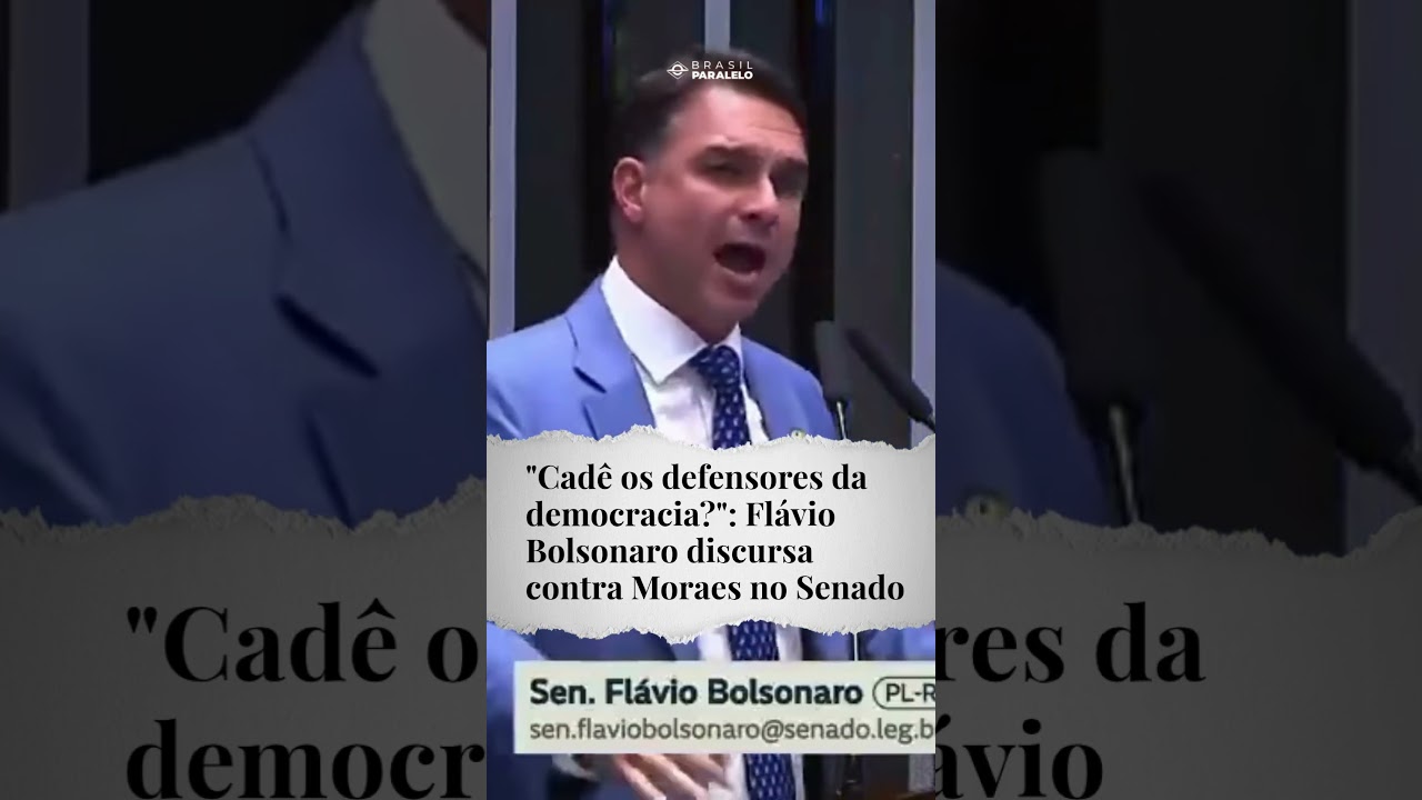 Flávio Bolsonaro discursa contra Moraes