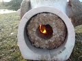 Cooking session with a Rocket Stove using Legacy Foundation biomass briquettes. Vancouver, February 2009