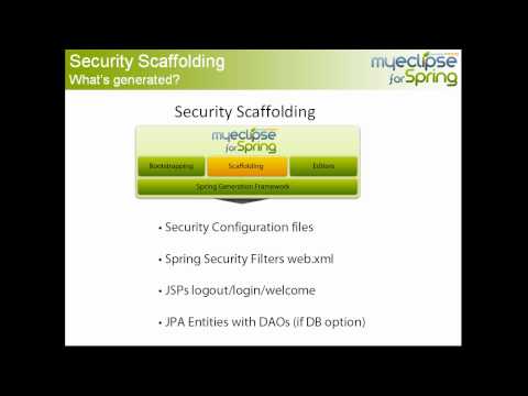 Spring Security 3.0 - http://www.myeclipseide.com/me4s - In this Spring tutorial, Dave Meurer walks through an overview of how to use the Scaffold Security feature in MyEclipse fo...