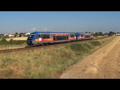 ter - TER de la région Poitou-Charentes (AGC de Bombardier, A-TER d'Alstom) autour de La Rochelle. TER regional trains (Bombardier AGC, Alstom A-TER) seen around L...