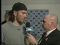 San Jose Sharks Defenseman Scott Hannan is interviewed by John Shrader after clinching the round 1 series in Nashville in 2007.