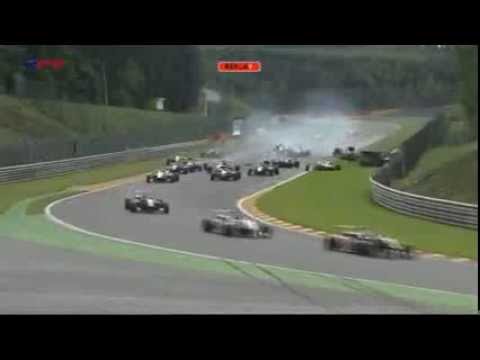 F3 - A Huge crash during the first lap of the Second race of F3 Open at Spa .