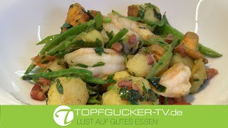 Tiroler Gröschtl mit Pfifferlingen und Garnelen | Rezeptempfehlung  Topfgucker-TV