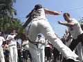 Skilled girls are dsiplaying their talent with capoeira doing a good job at this fighting dance with roots centralized in Bahia, Brazil developing this cultural heritage from Africa.