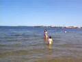 Emily and Matt swimming in Sturgeon Bay