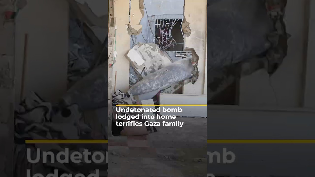 Gaza family forced to live around undetonated bomb lodged in their home | AJ #shorts
