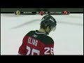 tim thomas makes a great save on patrik elias, on 12/23/08.