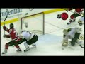tim thomas makes a great save on patrik elias, on 12/23/08.
