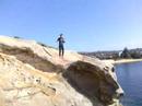 matt, edan, anton tackle 40 foot low tide camp cove. tom rabin behind the lense documenting the stupid skit.